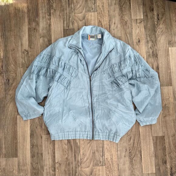 Vintage 80s 100% Silk pleated crinkle detail bomber track jacket - Picture 1 of 6